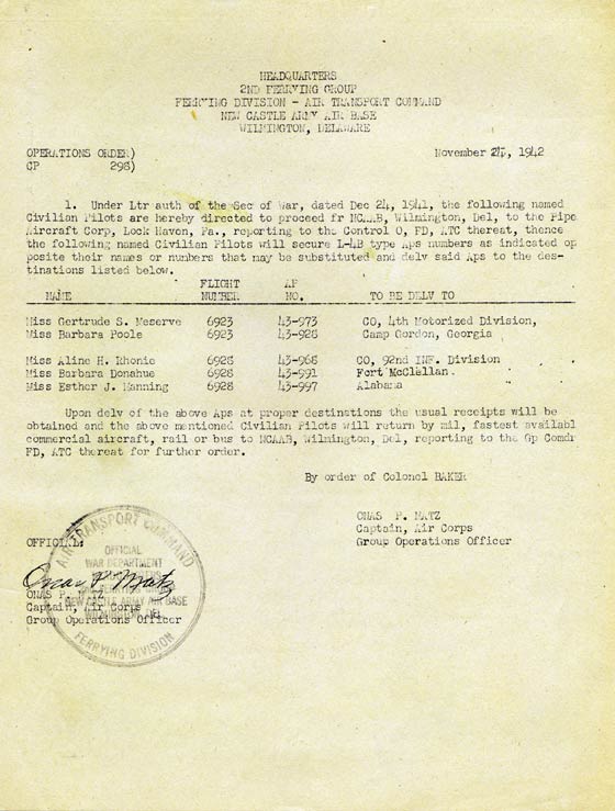 Operations Order CP 298, November 24, 1942 (Source: Roberts)